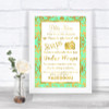 Mint Green & Gold Don't Post Photos Facebook Personalized Wedding Sign