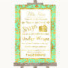 Mint Green & Gold Don't Post Photos Facebook Personalized Wedding Sign