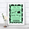 Mint Green Damask Don't Post Photos Facebook Personalized Wedding Sign