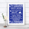 Navy Blue Burlap & Lace Don't Post Photos Facebook Personalized Wedding Sign