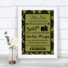 Olive Green Damask Don't Post Photos Facebook Personalized Wedding Sign
