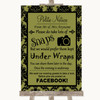 Olive Green Damask Don't Post Photos Facebook Personalized Wedding Sign