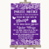 Purple Burlap & Lace Don't Post Photos Facebook Personalized Wedding Sign