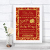 Red & Gold Don't Post Photos Facebook Personalized Wedding Sign