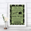 Sage Green Damask Don't Post Photos Facebook Personalized Wedding Sign