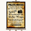 Western Don't Post Photos Facebook Personalized Wedding Sign