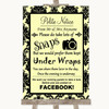 Yellow Damask Don't Post Photos Facebook Personalized Wedding Sign Yellow Damask Don't Post Photos Facebook Personalized Wedding Sign