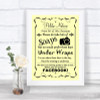 Yellow Don't Post Photos Facebook Personalized Wedding Sign