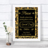 Black & Gold Damask Don't Post Photos Online Social Media Wedding Sign