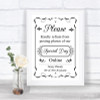 Black & White Don't Post Photos Online Social Media Personalized Wedding Sign