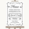 Black & White Don't Post Photos Online Social Media Personalized Wedding Sign