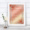 Coral Pink Don't Post Photos Online Social Media Personalized Wedding Sign