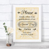 Cream Roses Don't Post Photos Online Social Media Personalized Wedding Sign