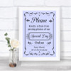 Lilac Don't Post Photos Online Social Media Personalized Wedding Sign