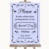Lilac Don't Post Photos Online Social Media Personalized Wedding Sign