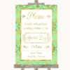 Mint Green & Gold Don't Post Photos Online Social Media Wedding Sign