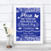 Navy Blue Burlap & Lace Don't Post Photos Online Social Media Wedding Sign