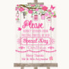 Pink Rustic Wood Don't Post Photos Online Social Media Personalized Wedding Sign