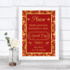 Red & Gold Don't Post Photos Online Social Media Personalized Wedding Sign