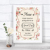 Vintage Roses Don't Post Photos Online Social Media Personalized Wedding Sign