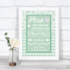 Winter Green Don't Post Photos Online Social Media Personalized Wedding Sign