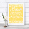 Yellow Burlap & Lace Don't Post Photos Online Social Media Wedding Sign