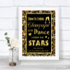 Black & Gold Damask Drink Champagne Dance Stars Personalized Wedding Sign
