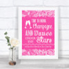 Bright Pink Burlap & Lace Drink Champagne Dance Stars Personalized Wedding Sign