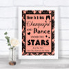 Coral Damask Drink Champagne Dance Stars Personalized Wedding Sign