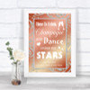 Coral Pink Drink Champagne Dance Stars Personalized Wedding Sign