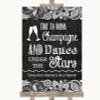 Dark Grey Burlap & Lace Drink Champagne Dance Stars Personalized Wedding Sign