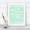 Green Burlap & Lace Drink Champagne Dance Stars Personalized Wedding Sign