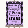 Lilac Damask Drink Champagne Dance Stars Personalized Wedding Sign