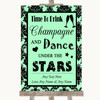 Mint Green Damask Drink Champagne Dance Stars Personalized Wedding Sign