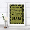Olive Green Damask Drink Champagne Dance Stars Personalized Wedding Sign