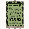 Sage Green Damask Drink Champagne Dance Stars Personalized Wedding Sign