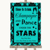 Turquoise Damask Drink Champagne Dance Stars Personalized Wedding Sign