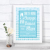 Winter Blue Drink Champagne Dance Stars Personalized Wedding Sign