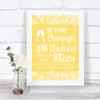 Yellow Burlap & Lace Drink Champagne Dance Stars Personalized Wedding Sign