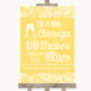 Yellow Burlap & Lace Drink Champagne Dance Stars Personalized Wedding Sign