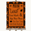 Burnt Orange Damask Fingerprint Tree Instructions Personalized Wedding Sign