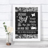 Dark Grey Burlap & Lace Fingerprint Tree Instructions Personalized Wedding Sign