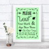 Green Fingerprint Tree Instructions Personalized Wedding Sign