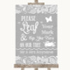 Grey Burlap & Lace Fingerprint Tree Instructions Personalized Wedding Sign