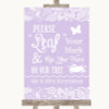 Lilac Burlap & Lace Fingerprint Tree Instructions Personalized Wedding Sign