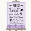 Lilac Shabby Chic Fingerprint Tree Instructions Personalized Wedding Sign