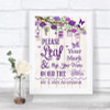 Purple Rustic Wood Fingerprint Tree Instructions Personalized Wedding Sign