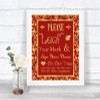 Red & Gold Fingerprint Tree Instructions Personalized Wedding Sign