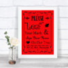 Red Fingerprint Tree Instructions Personalized Wedding Sign
