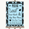 Sky Blue Damask Fingerprint Tree Instructions Personalized Wedding Sign